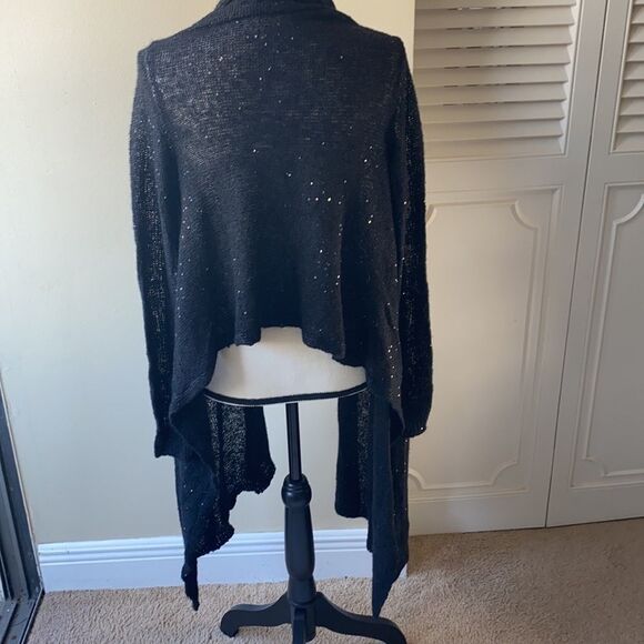 Black Long in Front Cardigan with Sequins - Picture 6 of 8